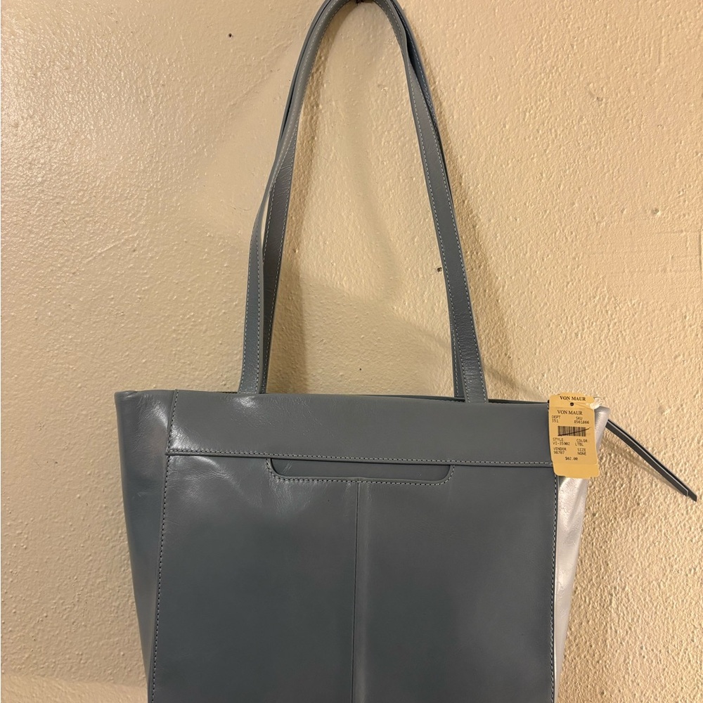 Light Blue Hobo Leather Tote Bag NWT - Picture 4 of 11